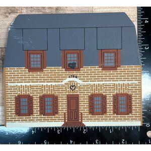 Handcrafted Wooden 1766 Brick House Decor Signed 1993 By Artist